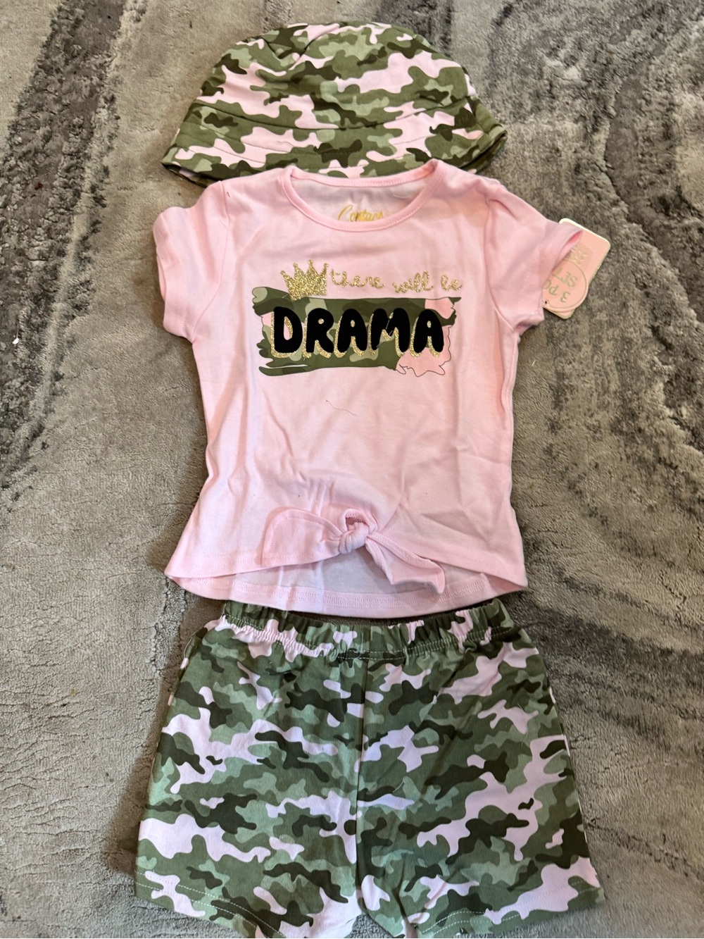 Girls Pink Camo 'Drama' Set with Hat